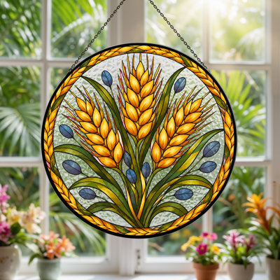 Toile dorée et tiges bleues en cercle tressé