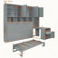 Lit escamotable simple avec placard, tiroirs et bureau-829636745