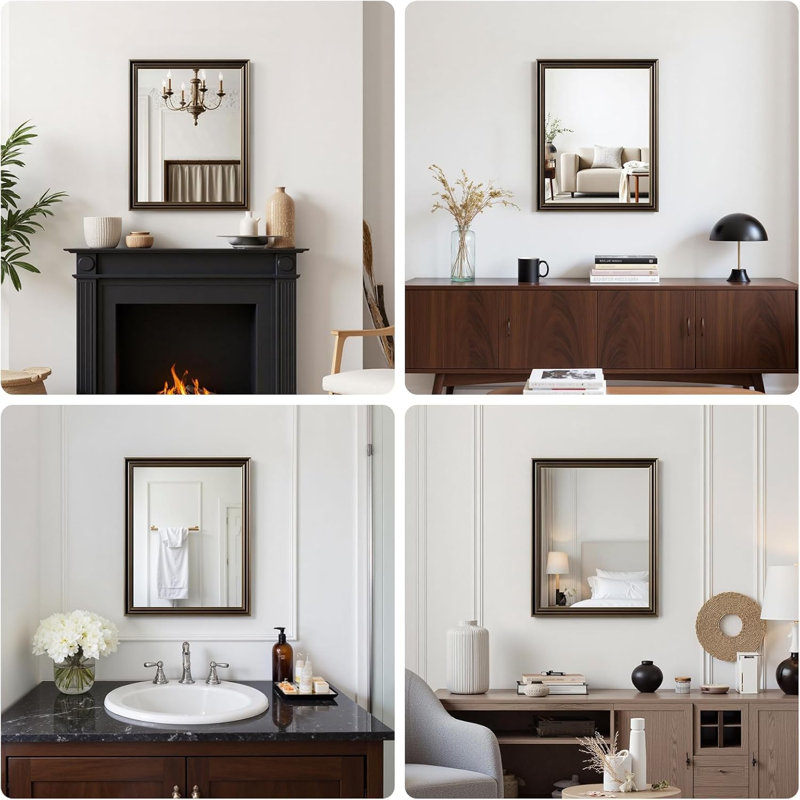 Retro Copper-Framed Wall Mirror
