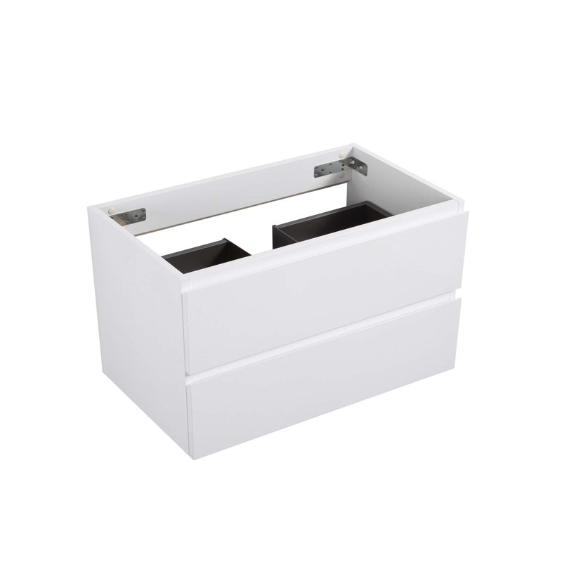 Base de meuble-lavabo mural avec 2 tiroirs (base seulement) , Blanc
