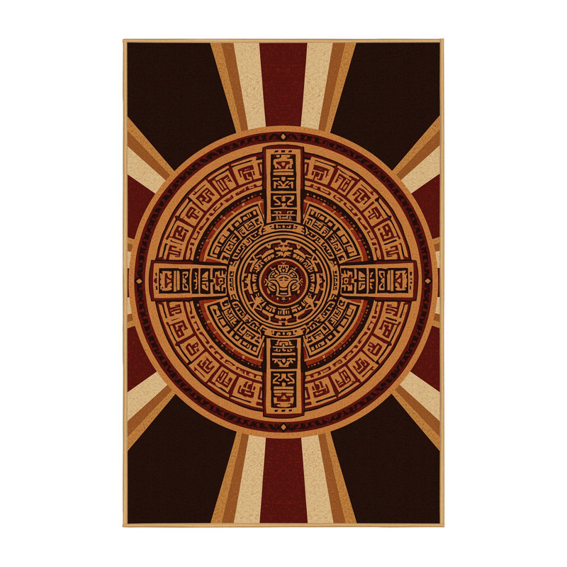Tapis d'inspiration mondiale Melton lavable à la machine en brun - reliure brun clair, 4 x 2