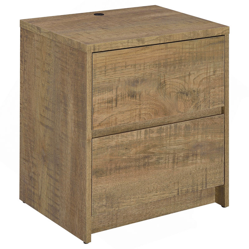 Geary Mango 2-Drawer Nightstand LED Lights And USB, Mango