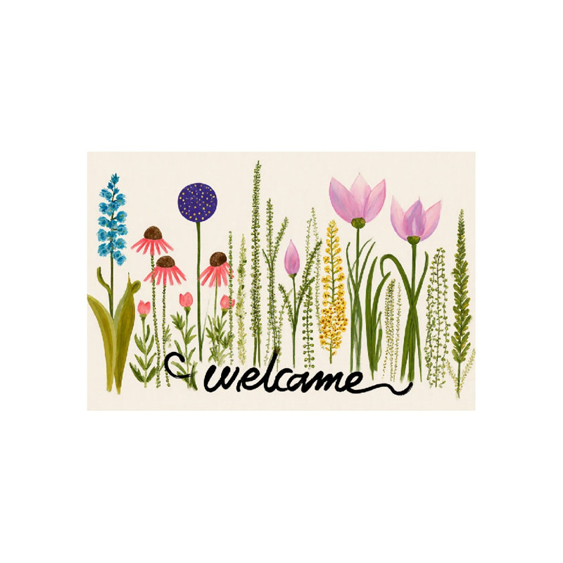 Tapis de bain Fresh Wildflower Welcome Design, 36 x 24