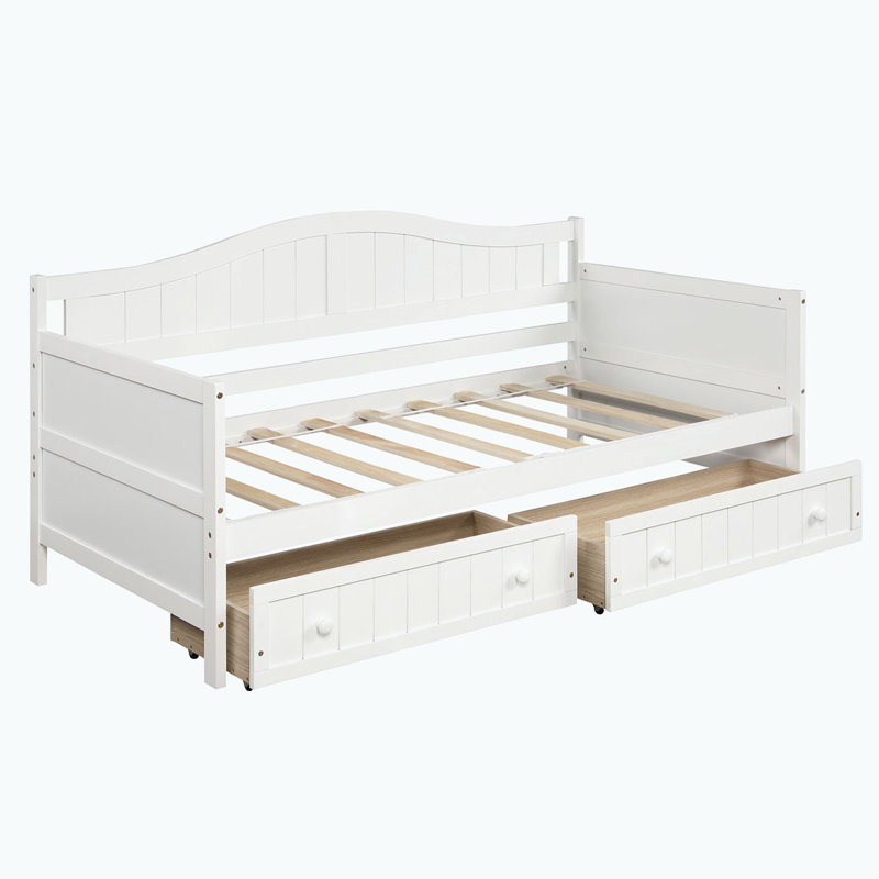 Wooden Daybed with 2 drawers, White