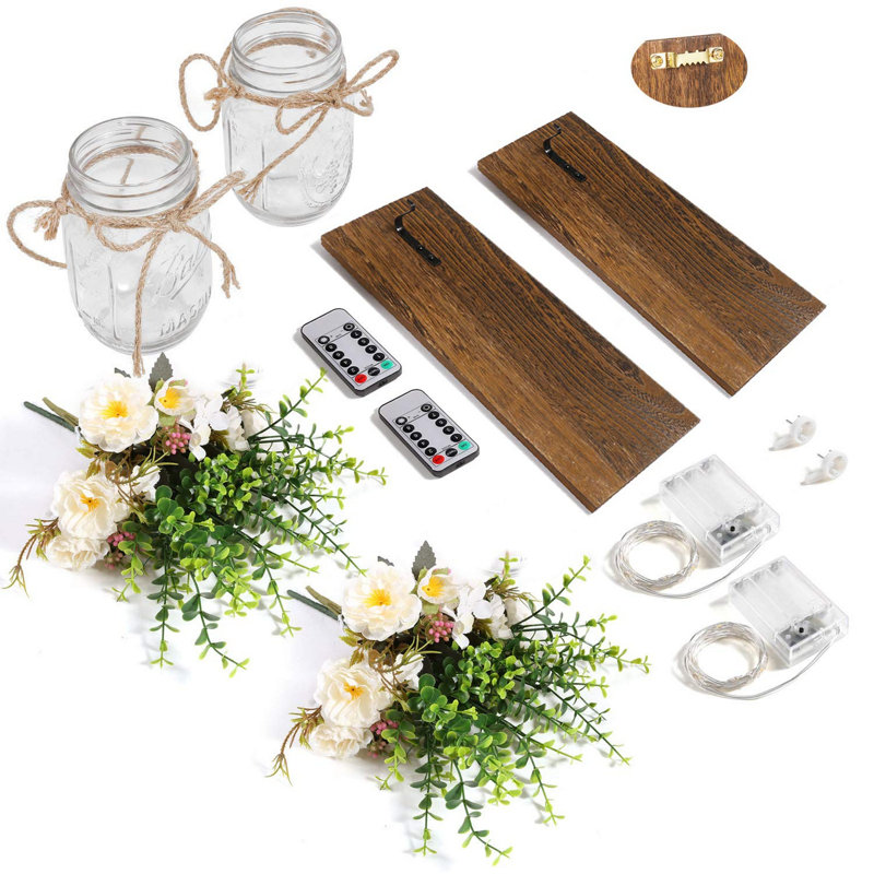 Rustic Wall Sconces With Remote Control Led 2pcs