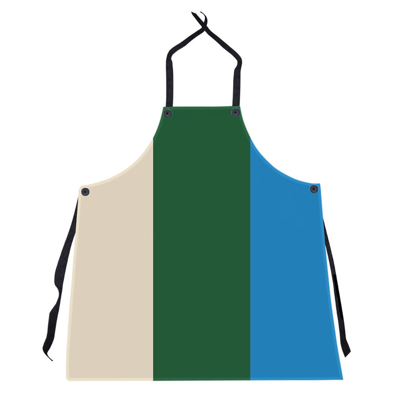 No Pattern Bib Apron, Cream/Green/Blue