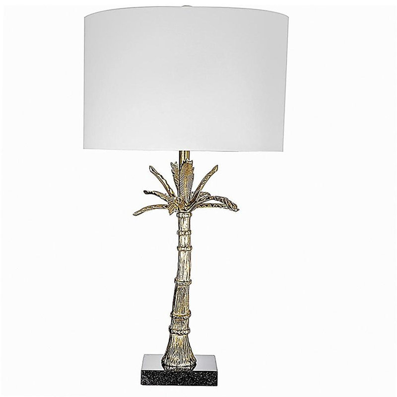 Lampe feuille d'érable D16 x 31 po, avec base en marbre, or (assemblage de l'abat-jour requis)
