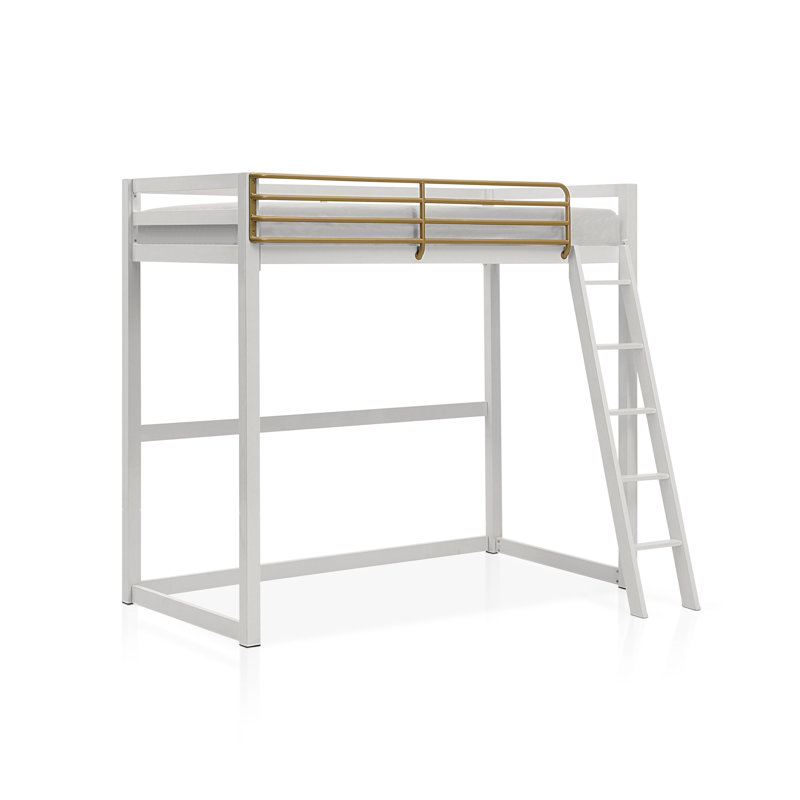 Audreena Metal Loft Bed, Twin, Dove Gray