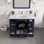 London Meuble-lavabo simple bleu avec comptoir en quartz de Carrare et lavabo encastré en porcelaine