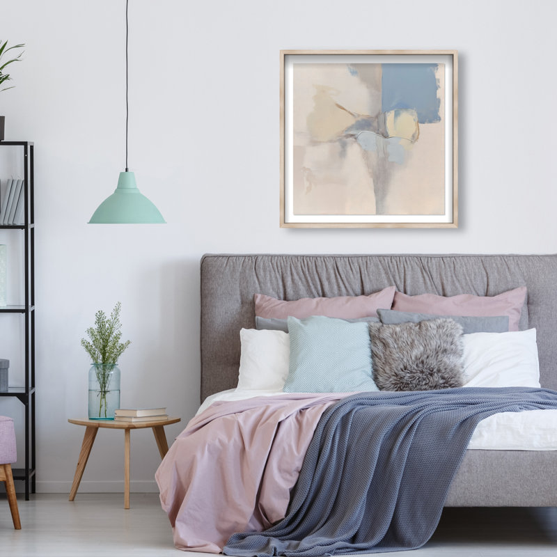 Clouded Calm I Shadowbox Abstract Print by Oliver Gal, Black Frame, 12 x 12, 31.5"H x 31.5"W, Natural Oak Frame