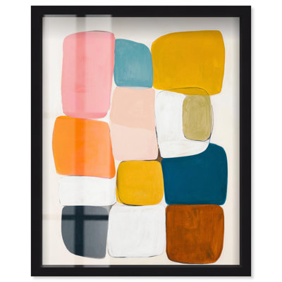 Spectrum Shuffle I Shadowbox Print Colorful Wall Decor by Art Remedy, Black Frame, 20 x 24