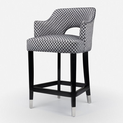 Upholstered Counter Stool with Solid Wood Frame