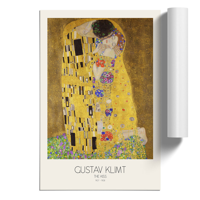 The Kiss with Border by Gustav Klimt - Frameless Print, 59cm H x 42cm W x 0.1cm D