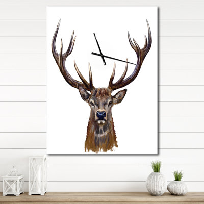 Illustration d'une tête de cerf devant - horloge murale traditionnelle