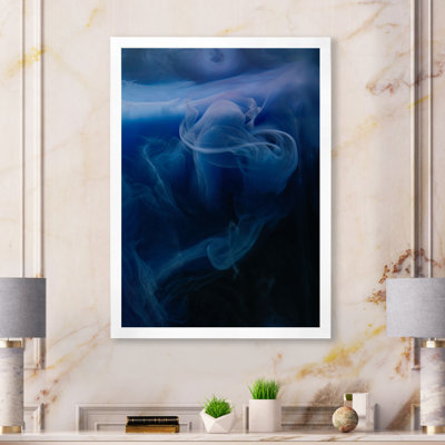 Abstrait tourbillons bleu foncé - décoration murale moderne en toile
