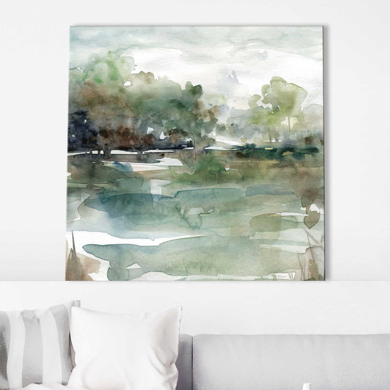 Riverbend par Carol Robinson - Peinture, L 18 po x H 18 po, Toile tendue