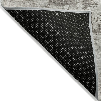 5' X 8' Beige And Gray Abstract Washable Indoor Outdoor Area Rug