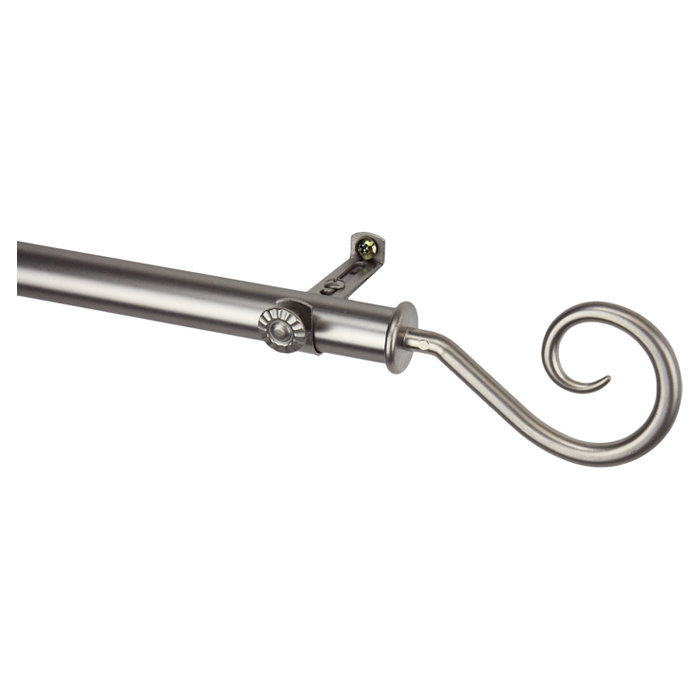 Tringle à rideaux simple Modern Curl, l 120 po à 170 po, Nickel satiné