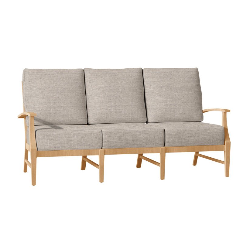 Croquet Teak Sofa - Natural Teak, Natural Teak, Dove Sunbrella® Linen, No Welt