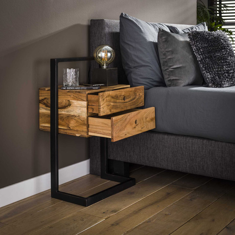 45cm W Steel Bedside Table