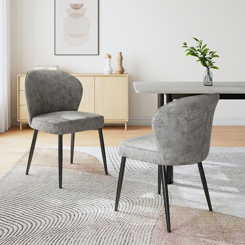 Chaise rembourrée en tissu de qualité supérieure avec pieds en acier au carbone de qualité supérieure, Gris