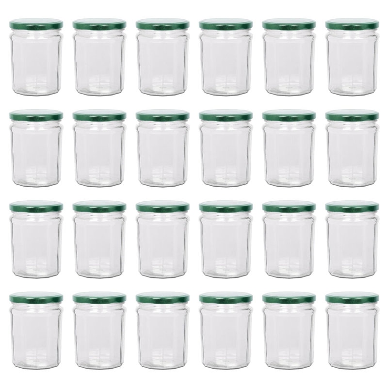 Argon Tableware Glass Jam Jars with Lids, Black, 380ml