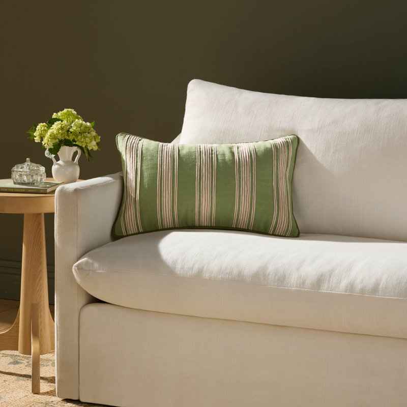 Coussin décoratif Chris Loves Julia x Loloi Verona, Vert, Rectangle H 13 po x l 21 po, Mélange de duvet