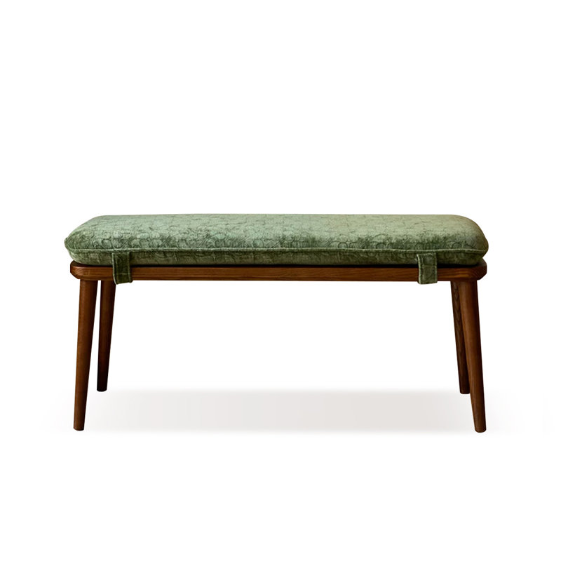 Banc rembourré vert noisette, 14.96" H x 39.37" W x 16.54" D