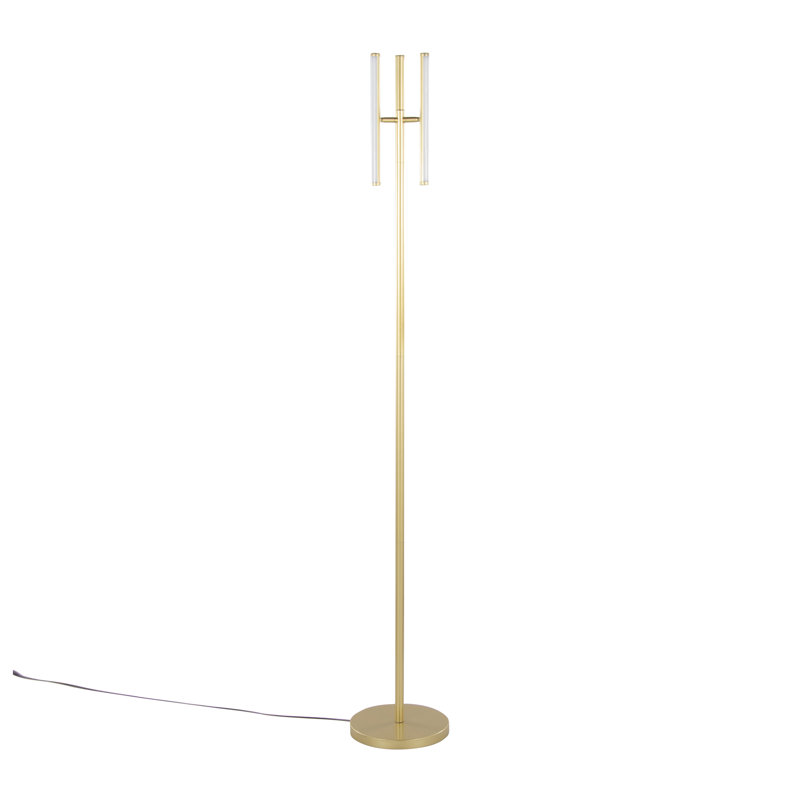 Icicle 65" Modern Swivel Floor Lamp with Dimmable LED - Gold Metal Contemporary Lighting for Living Room & Bedroom
