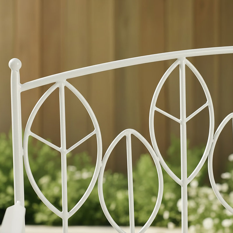 Wrought Iron Outdoor Bench, White
