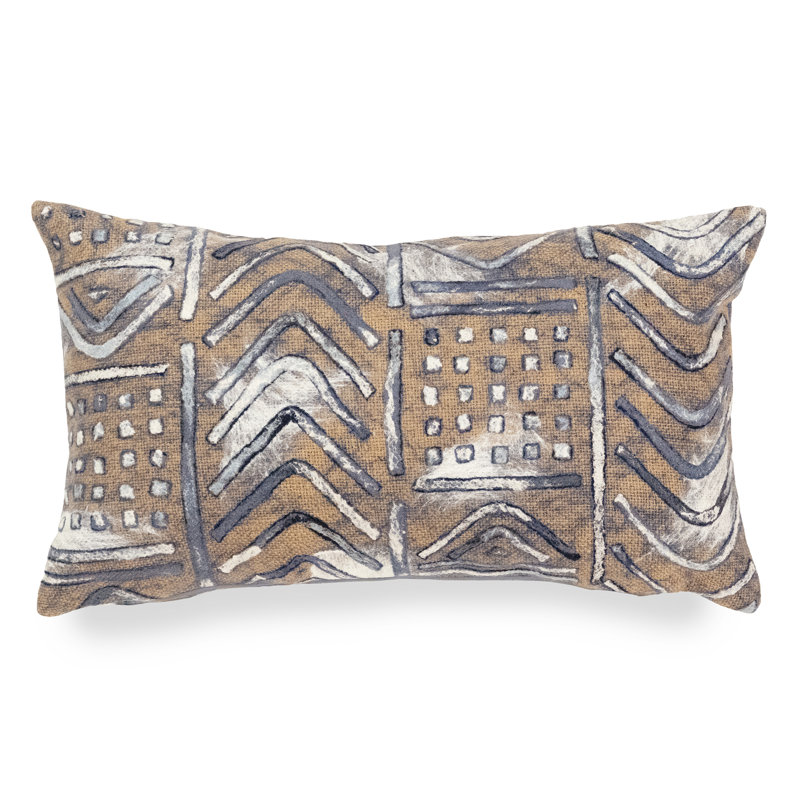 Geometric Outdoor Reversible Throw Pillow, Indigo
