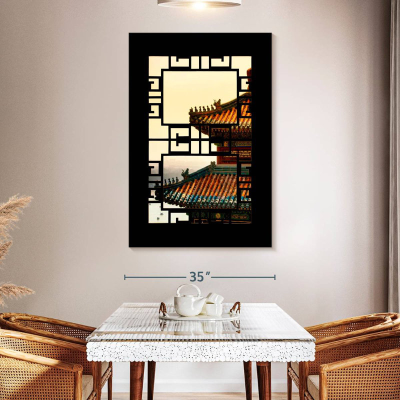 Aime Asian Window Sunset, 51" H x 34" W