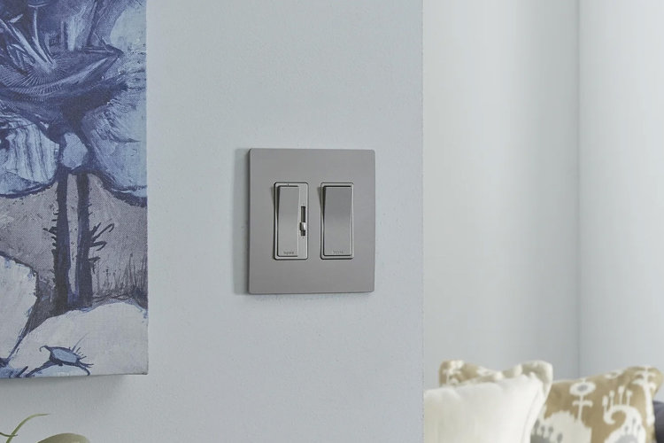 living room with a dimmer switch