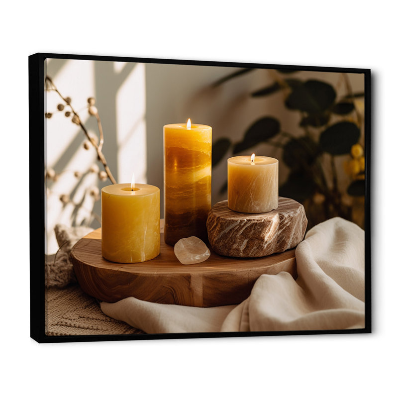 Spa Candels, harmonie zen sur toile, H 16 po x l 32 po x P 1 po, Cadre flottant noir