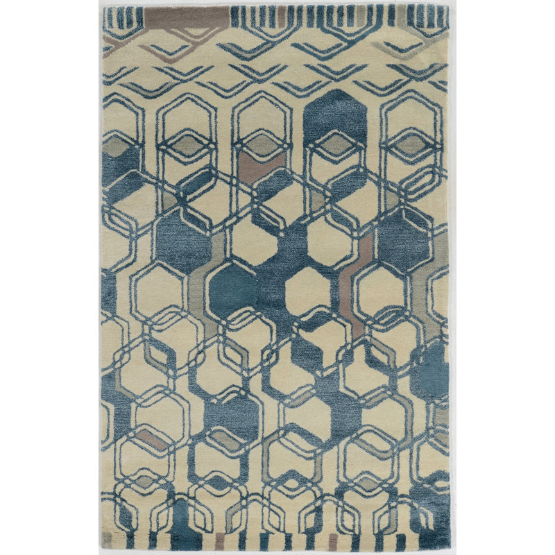 Tapis ivoire en laine touffeté à la main Winona, Rectangle 8 pi x 11 pi