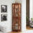 Corner Curio Cabinet With 4 Adjustable Tempered Glass Shelves And Lighting System, Solid Wood Legs,Acrylic Mirrored Back Panel(E26 Light Bulb Not Included)