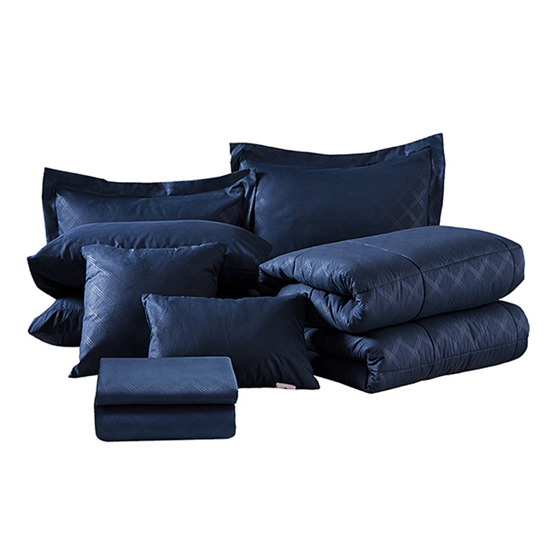 Ensemble d'édredon en microfibre COMforter-Set20210310, Édredon très grand californien + 9 pièces suppl, Bleu marine