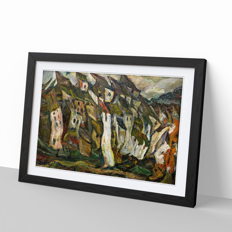 Houses by Chaim Soutine - Picture Frame Painting, 36cm H x 48cm W x 2cm D, Black Framed