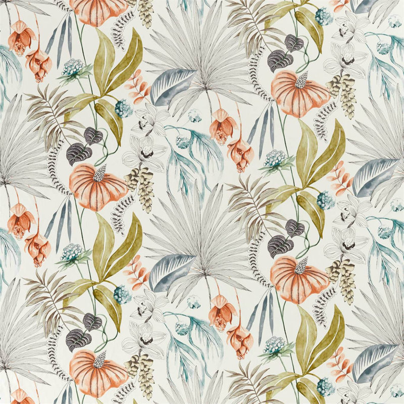 Habanera Fabric, Coral/Harbour/Lime