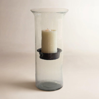  Cylindre de bougie en verre original avec insert rustique - grand