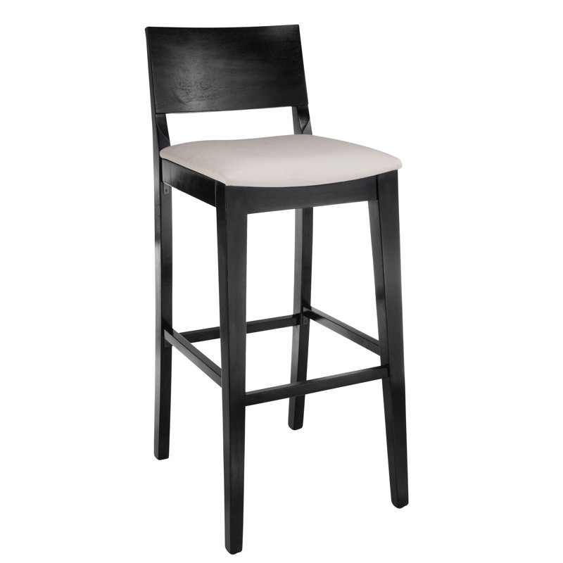 Ahreanna Upholstered Counter Stool with Solid Wood Frame, Black/Beige