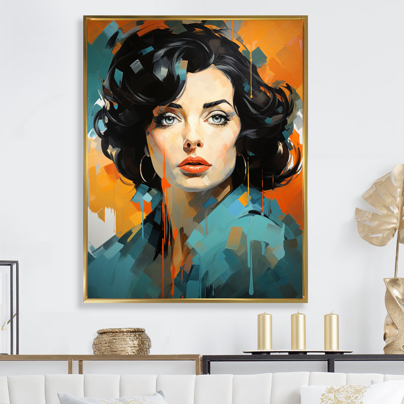 Teal Taylor Portrait I - Portrait, reproduction d'art sur toile_105861, H 44 po x l 34 po x P 1,5 po, Cadre flottant doré