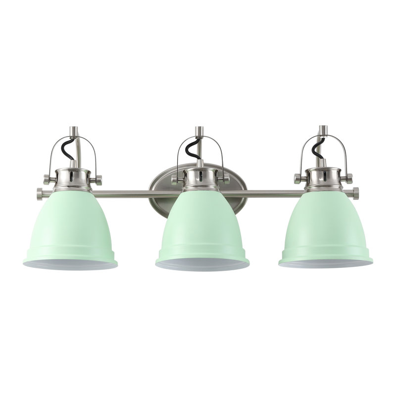  Lejuan Adjustable Farmhouse Bohemian Iron LED Vanity Light, Nickel, Mint Green, 3