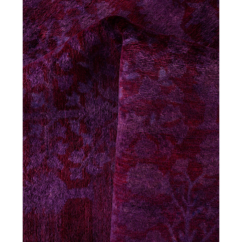 Tapis mauve en laine noué à la main 7 pi 10 po x 10 pi 7 po Byler