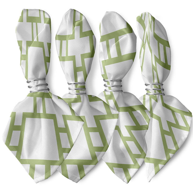 Noxon Polyester Geometric Square Napkin, Green