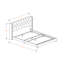 Grand lit transitionnel en velours gris Vega, H 49,53 po x l 66,39 po x L 87,28 po