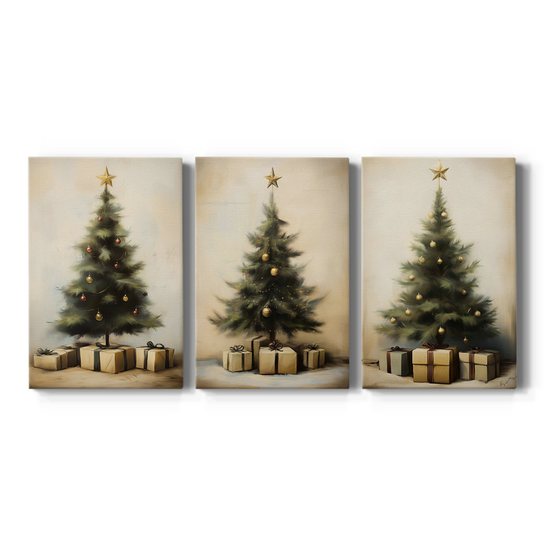 Art des Fêtes de Noël -Série 2-Cccxxxxi-Toile tendue avec châssis - 3 pièces, H 48 po x l 96 po