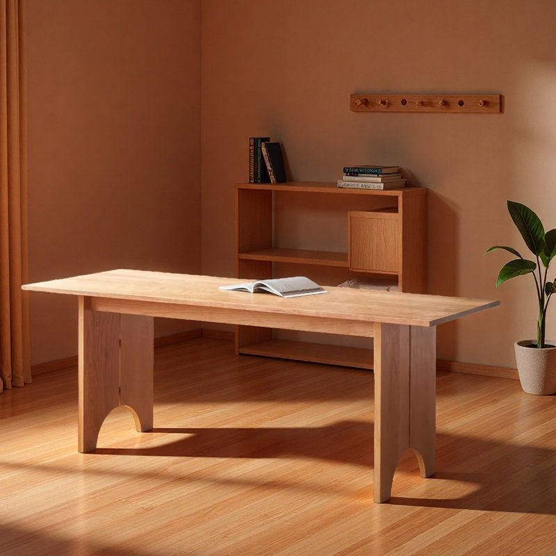 Bureau Mid-Century moderne en bois massif, H 29,50 po x l 78,7 po x P 29,5 po