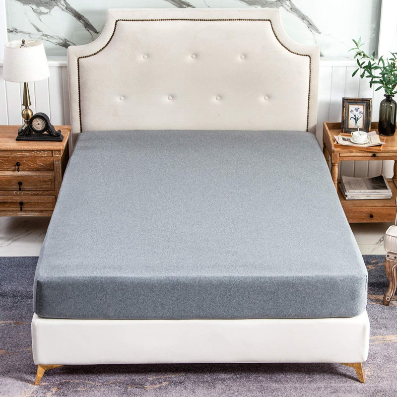 Drap-housse 100% coton, Drap-housse de taille très grand, Gris bleuâtre