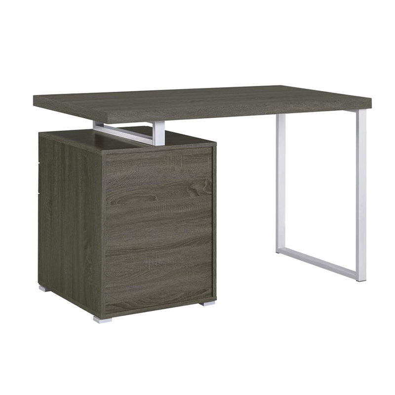 Bureau gris vieilli 3 pièces - Classeur et tiroirs - Construction de bureau pour une utilisation à long terme